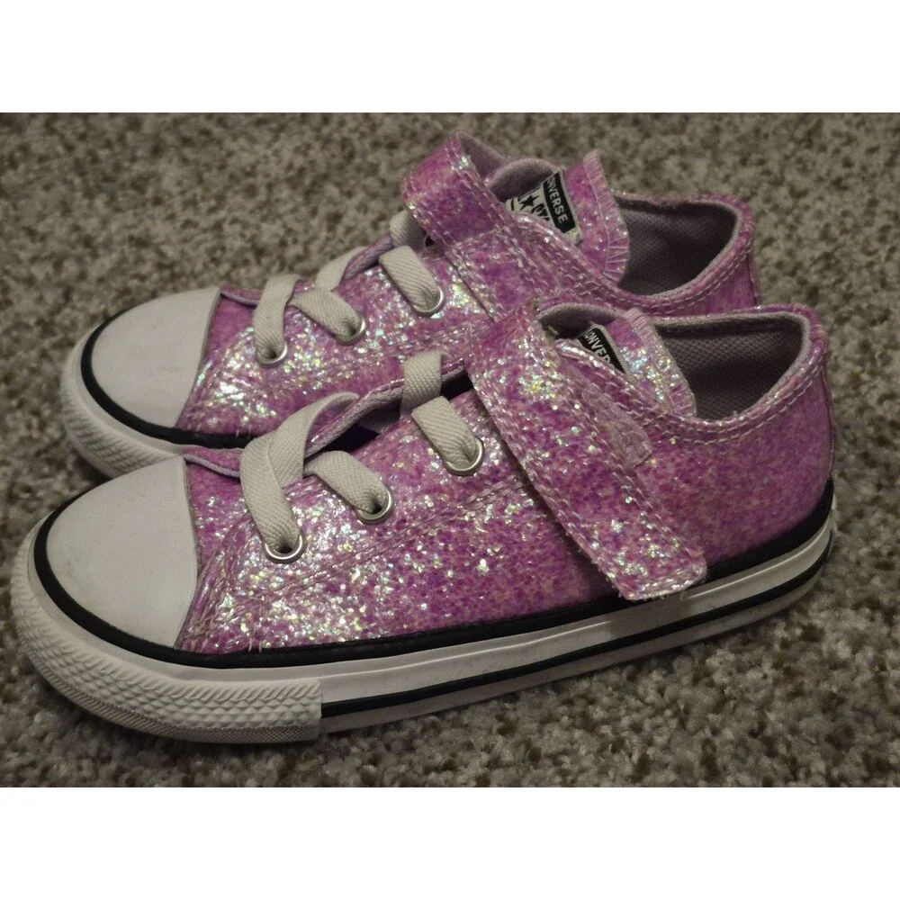 Converse Pink Glitter Sparkle Toddler Size 9 Skater Girly